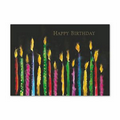 Watercolor Candles Birthday Card - Gold Lined White Fastick  Envelope
